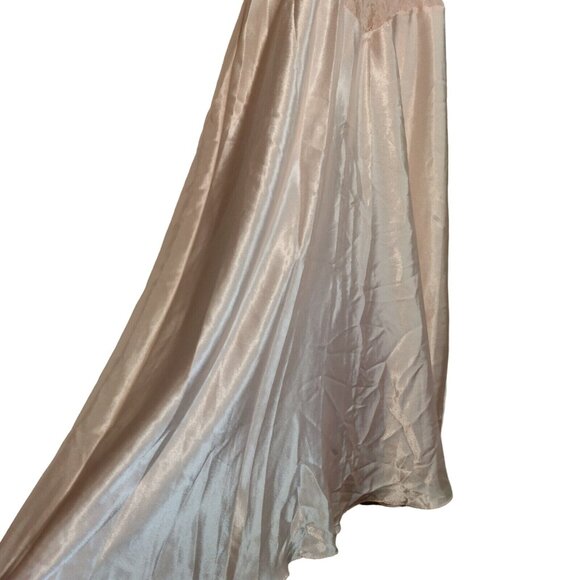 Cinema Etoile Nightgown S Pink Long Satin Lace Top Drop Waist Sexy Shimmer READ - Picture 9 of 13